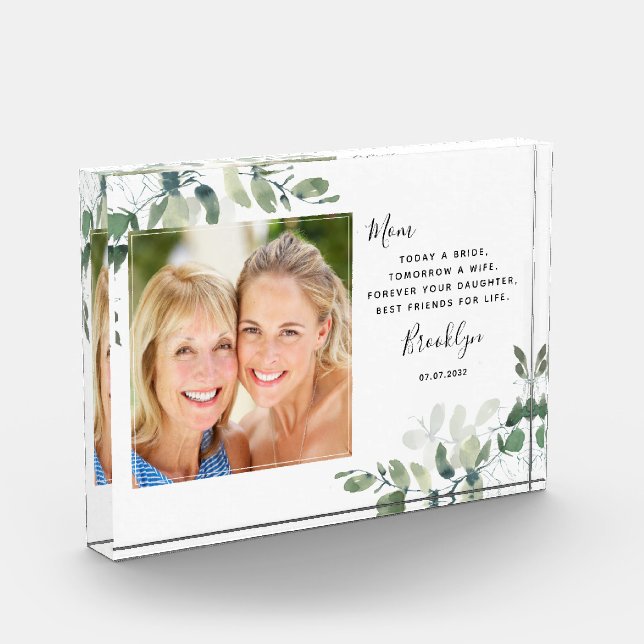 Eucalyptus Mother of the Bride Keepsake Photo Block (Left)