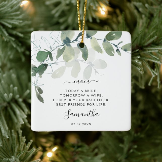 Eucalyptus Mother of the Bride Photo Keepsake Ceramic Ornament (Tree)