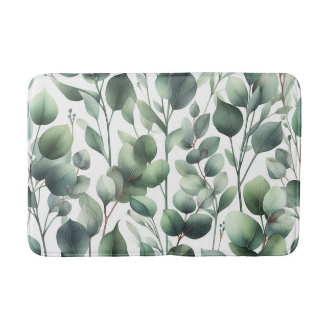 Eucalyptus Muted Green Leaves  Bath Mat (Front)