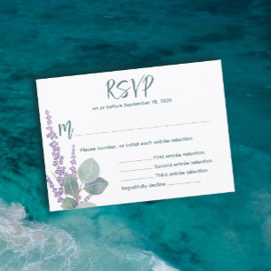 Eucalyptus n Lavender Botanical Wedding Reply Card