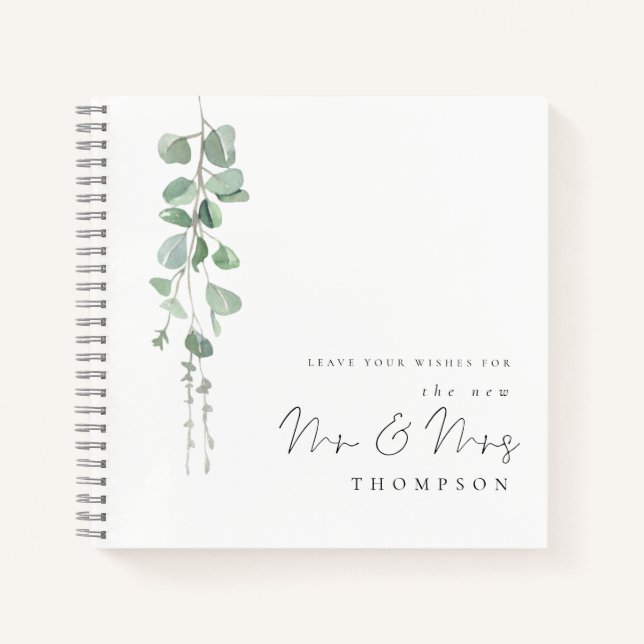Eucalyptus New Mrs Mrs Name Wedding Guest Book (Front)