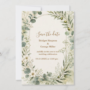 Eucalyptus Olive Wedding Botanicals Invitation
