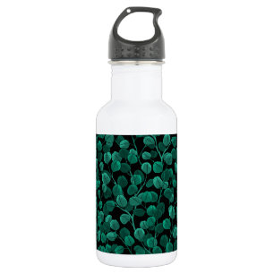 Eucalyptus on black 532 ml water bottle