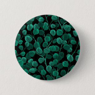 Eucalyptus on black 6 cm round badge