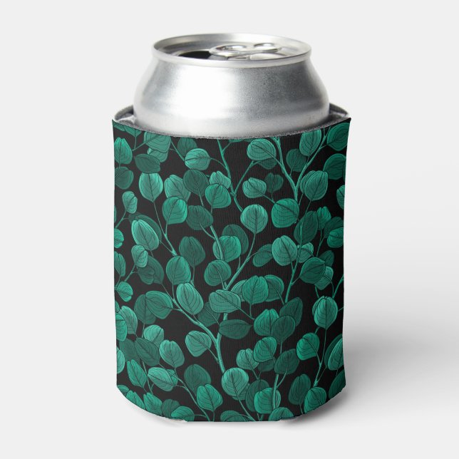 Eucalyptus on black can cooler (Can Front)