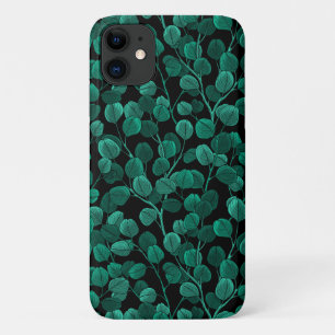 Eucalyptus on black iPhone 11 case