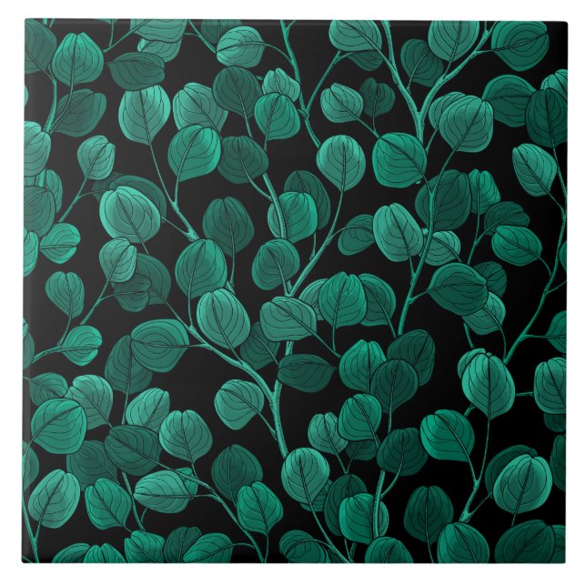 Eucalyptus on black ceramic tile (Front)