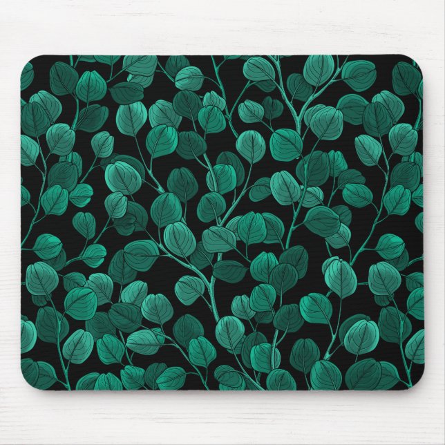 Eucalyptus on black mouse pad (Front)