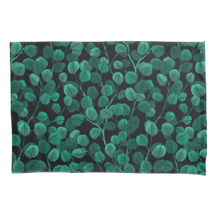 Eucalyptus on black pillowcase