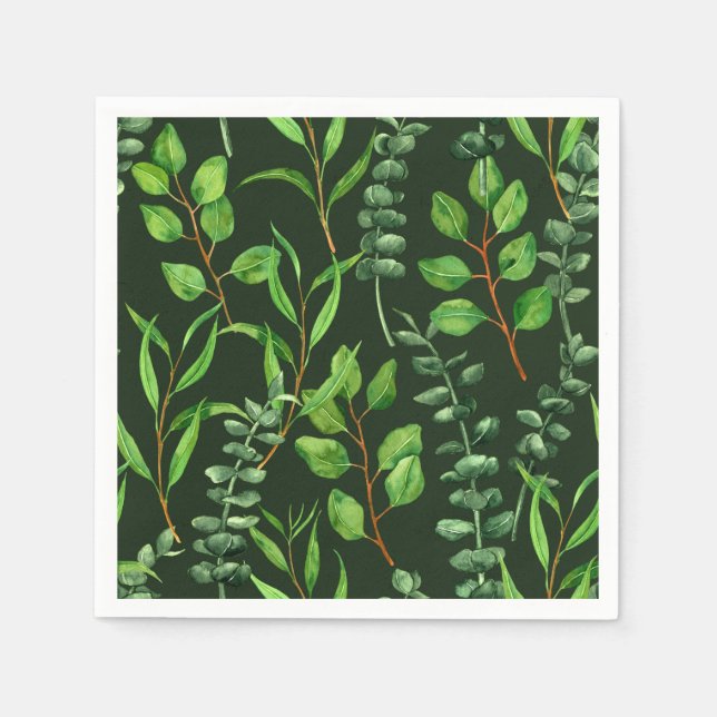 Eucalyptus  on dark green napkin (Front)