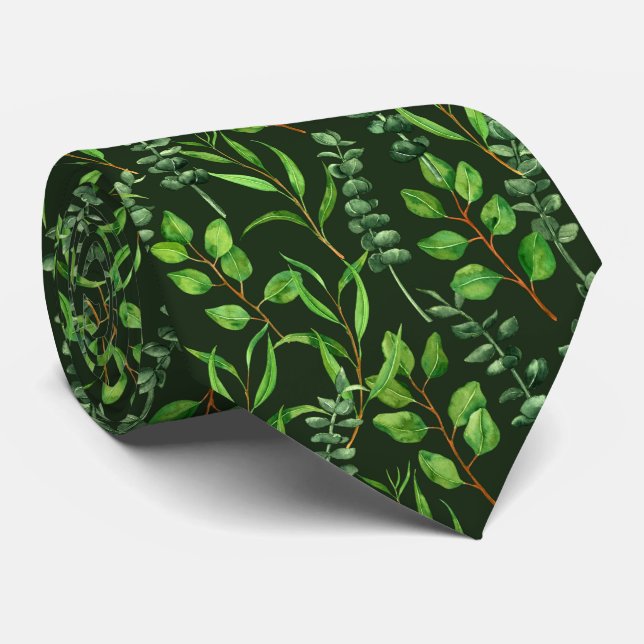 Eucalyptus  on dark green tie (Rolled)