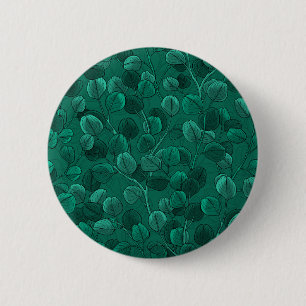 Eucalyptus on green 6 cm round badge