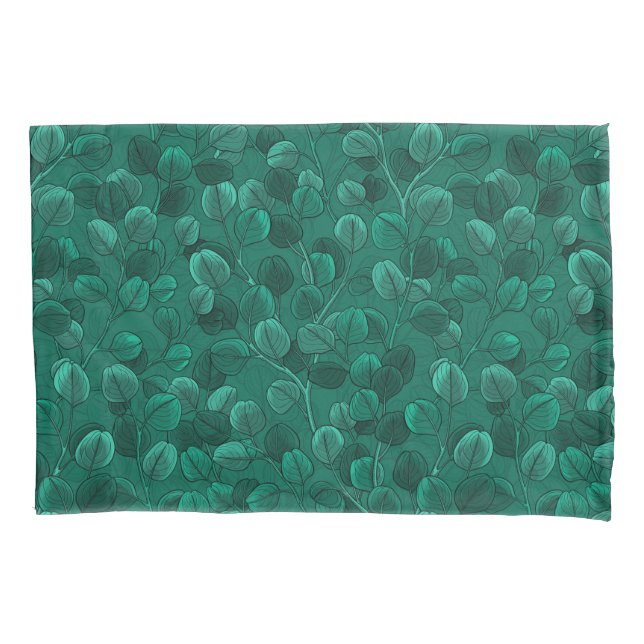 Eucalyptus on green pillowcase (Front)