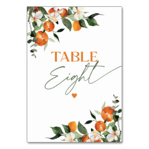 Eucalyptus oranges citrus theme table number Eight