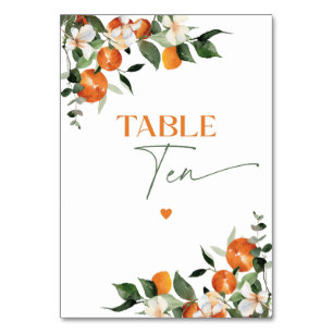 Eucalyptus oranges citrus theme table number Ten
