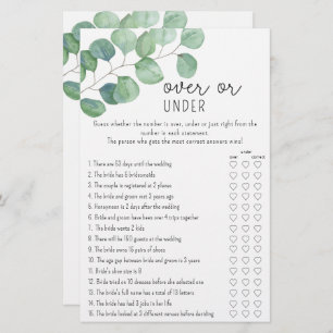 Eucalyptus - Over or Under bridal shower game