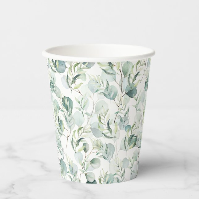 Eucalyptus Paper Cups Green Bridal Shower (Front)