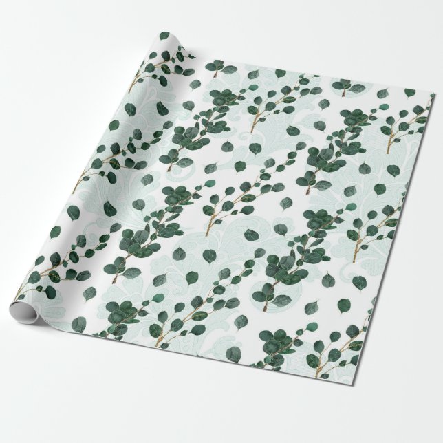 Eucalyptus Pattern Wrapping Paper (Unrolled)