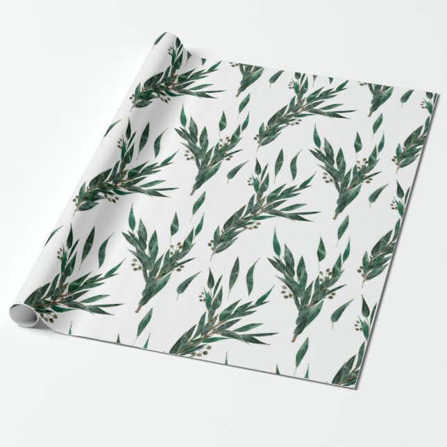 Eucalyptus Pattern Wrapping Paper (Unrolled)
