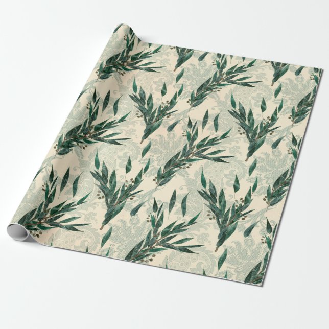 Eucalyptus Pattern Wrapping Paper (Unrolled)