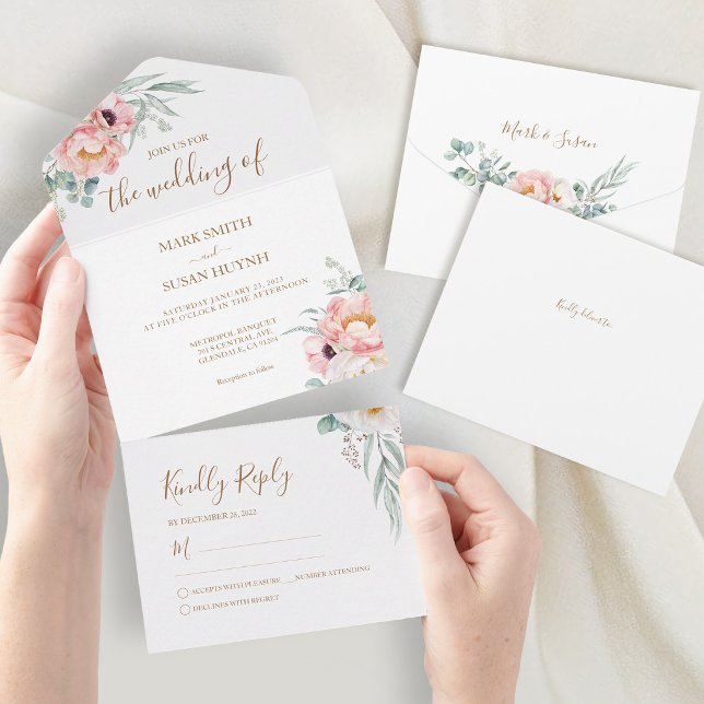 Eucalyptus Peonies All in One Wedding Invite (Creator Uploaded)