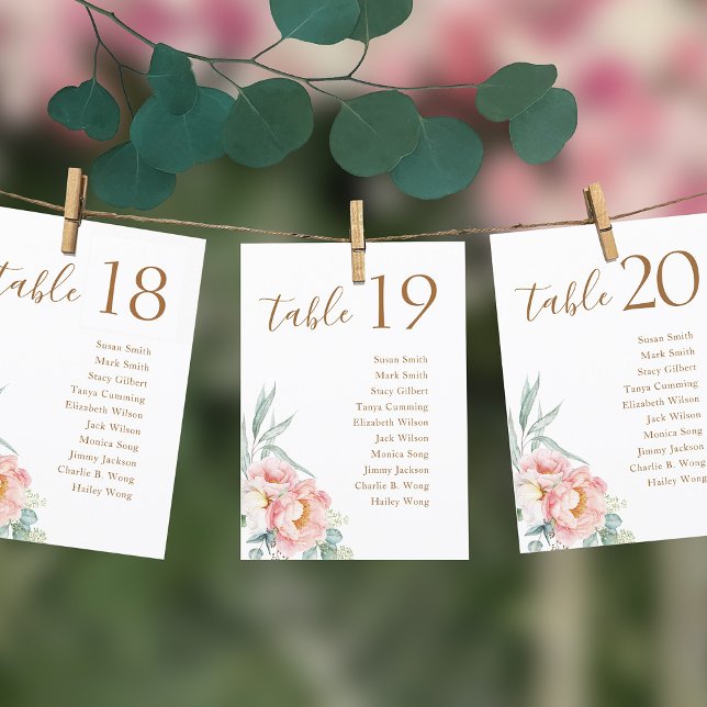 Eucalyptus Peonies Wedding Seating Chart Card (Creator Uploaded)