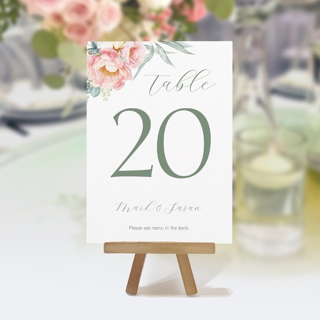 Eucalyptus Peonies Wedding Table Card & Menu (Creator Uploaded)