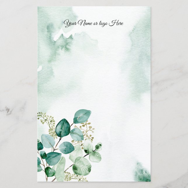 Eucalyptus Personalised Stationery (Front)