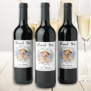 Eucalyptus Pet Photo Dog Favour Wedding Thank You Wine Label