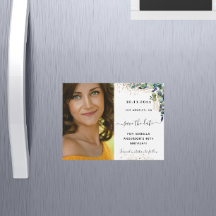 Eucalyptus photo birthday save the date magnet