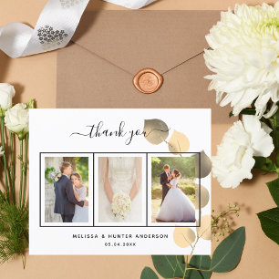 Eucalyptus photo budget wedding thank you card