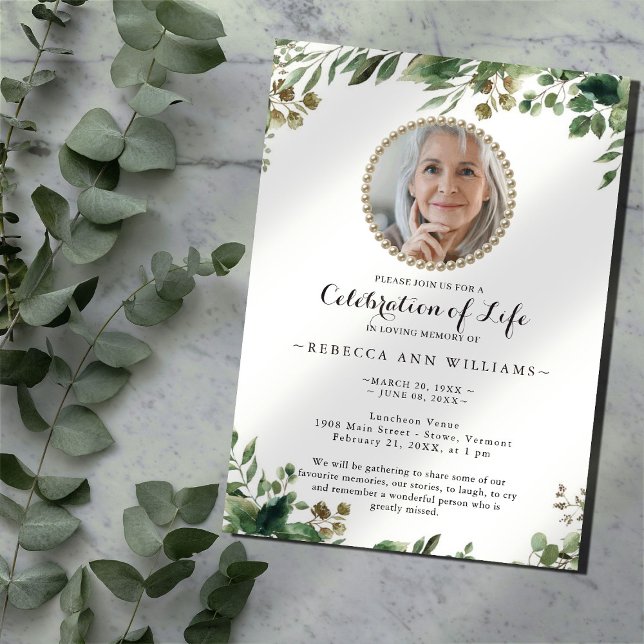 Eucalyptus Photo Celebration of Life Invitation (Creator Uploaded)