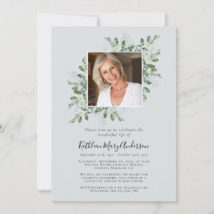 Eucalyptus Photo Celebration of Life Memorial Invitation