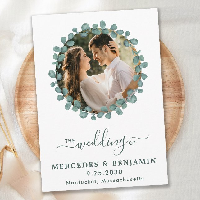 Eucalyptus Photo Greenery QR Code Wedding Invitation (Creator Uploaded)