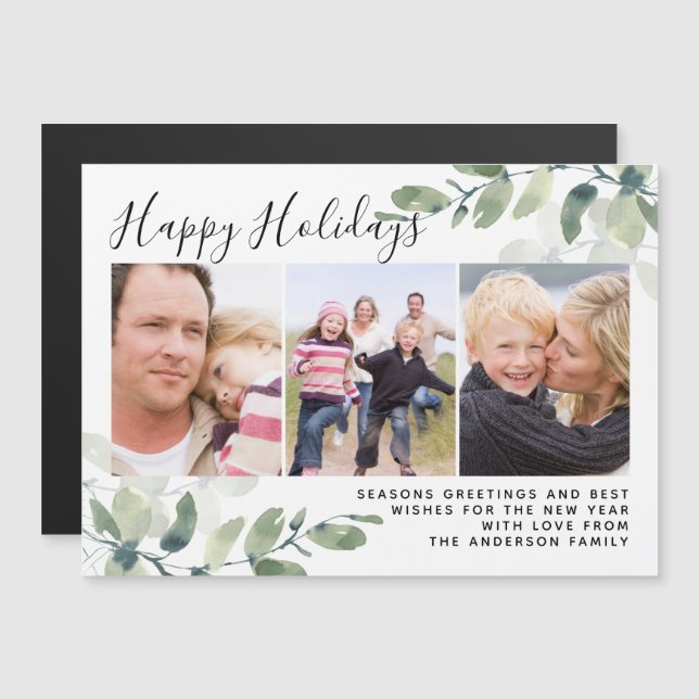 Eucalyptus Photo Happy Holidays Card (Front/Back)