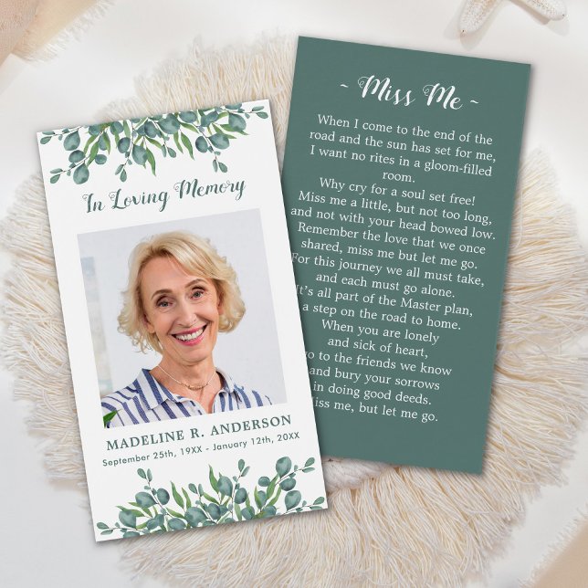 Eucalyptus Photo Memorial Funeral Prayer Card (Creator Uploaded)