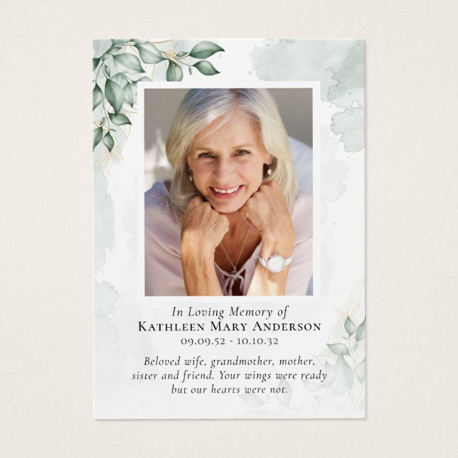 Eucalyptus Photo Memorial Prayer Card (Front)