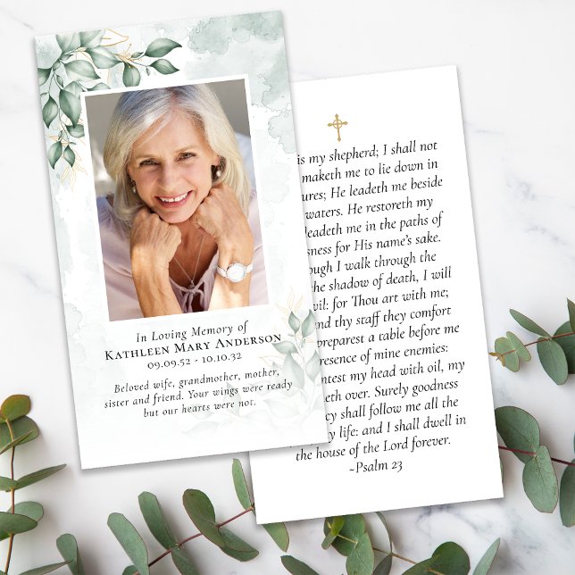 Eucalyptus Photo Memorial Prayer Card (Creator Uploaded)