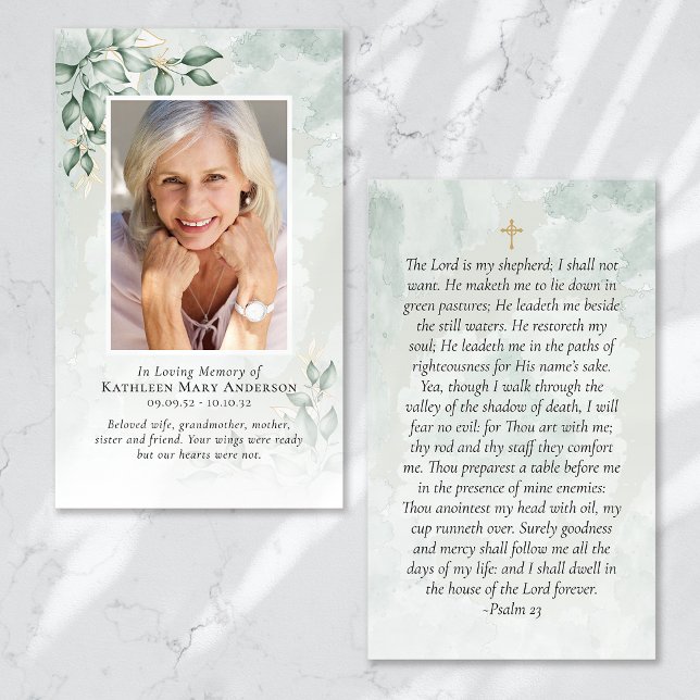 Eucalyptus Photo Memorial Prayer Card (Creator Uploaded)