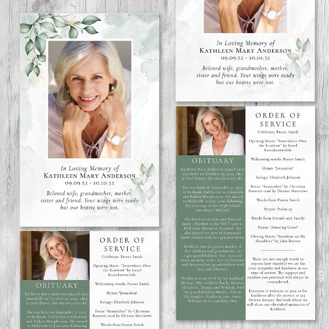 Eucalyptus Photo Memorial Service Program (Creator Uploaded)