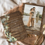 Eucalyptus Photo Rustic Wood Wedding Invitation<br><div class="desc">Eucalyptus Greenery and Rustic Wood Botanical Watercolor Spring Wedding Photo or Picture Invitations on White background - includes beautiful and elegant script typography with modern botanical leaves and greenery for the special Wedding day celebration.</div>