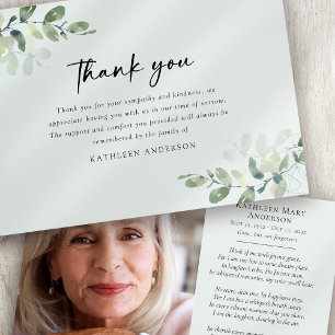 Eucalyptus Photo Sympathy Funeral  Thank You Card