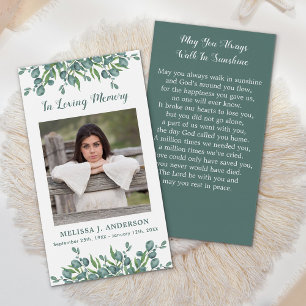 Eucalyptus Photo Sympathy Memorial Prayer Card