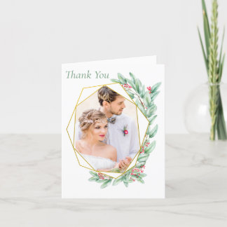 Eucalyptus Photo Weddig Folded Thank You Card