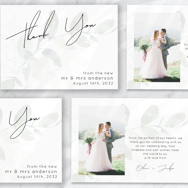 Eucalyptus Photo Wedding Thank You Card (Creator Uploaded)