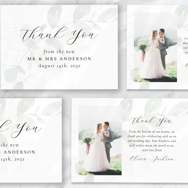 Eucalyptus Photo Wedding Thank You Card (Creator Uploaded)