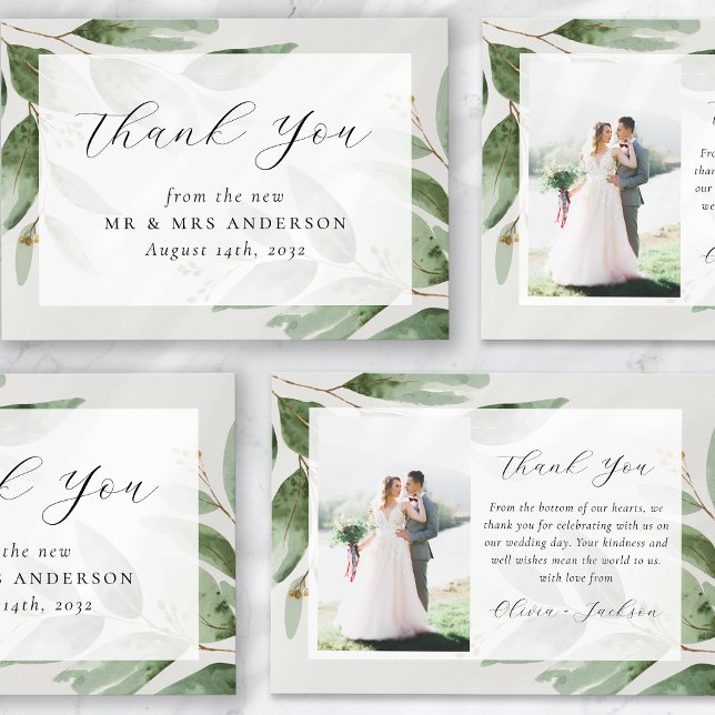Eucalyptus Photo Wedding Thank You Card (Creator Uploaded)