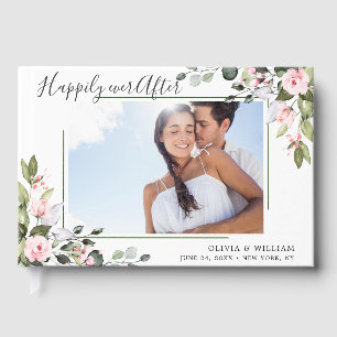 Eucalyptus Pink Blush Roses PHOTO Wedding Guest Book