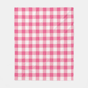Eucalyptus Pink & White Gingham Check Fleece Blanket