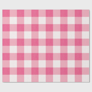 Eucalyptus Pink & White Gingham Check Plaid Wrapping Paper